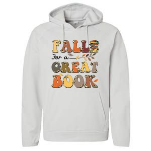 Fall For A Great Book Retro Leopard Autumn Thanksgiving Performance Fleece Hoodie