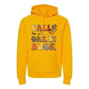 Fall For A Great Book Retro Leopard Autumn Thanksgiving Premium Hoodie