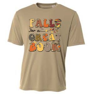 Fall For A Great Book Retro Leopard Autumn Thanksgiving Cooling Performance Crew T-Shirt