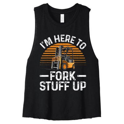 Funny Forklift Art For Women Certified Forklift Drivers Women's Racerback Cropped Tank