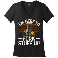 Funny Forklift Art For Women Certified Forklift Drivers Women's V-Neck T-Shirt