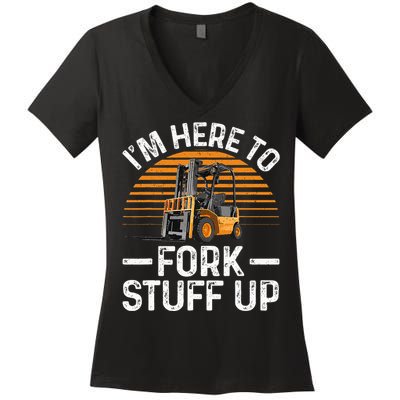 Funny Forklift Art For Women Certified Forklift Drivers Women's V-Neck T-Shirt