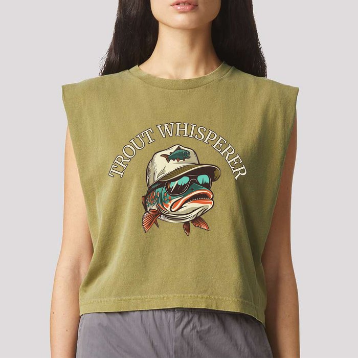 Fishing Fun Adventurous Trout Whisperer Garment-Dyed Women's Muscle Tee