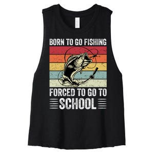 Funny Fishing Art For Men Women Fishing Fish Fisherman Women's Racerback Cropped Tank