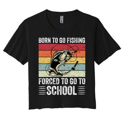 Funny Fishing Art For Men Women Fishing Fish Fisherman Women's Crop Top Tee