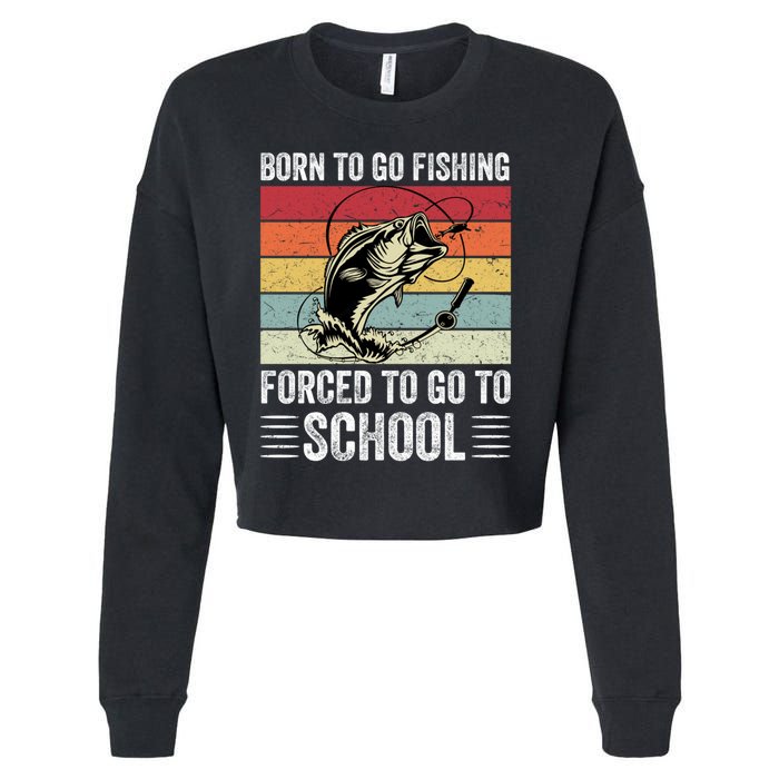 Funny Fishing Art For Men Women Fishing Fish Fisherman Cropped Pullover Crew