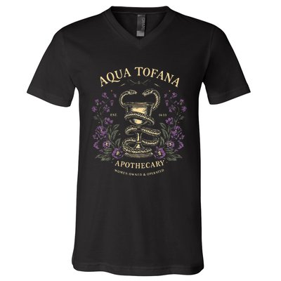 Funny Feminist Aqua Tofana Apothecary V-Neck T-Shirt