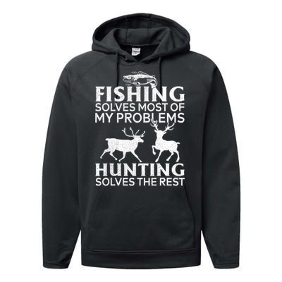 Funny Fishing And Hunting Gift Christmas Humor Hunter Cool Performance Fleece Hoodie