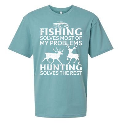 Funny Fishing And Hunting Gift Christmas Humor Hunter Cool Sueded Cloud Jersey T-Shirt