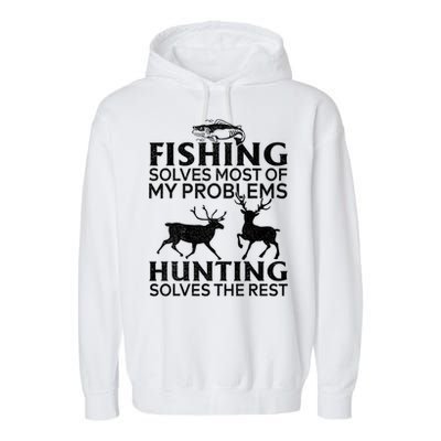 Funny Fishing And Hunting Gift Christmas Humor Hunter Cool Garment-Dyed Fleece Hoodie