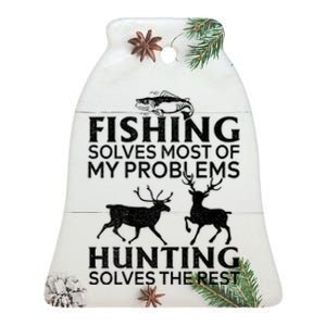 Funny Fishing And Hunting Gift Christmas Humor Hunter Cool Ceramic Bell Ornament