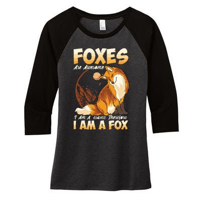 Fox Foxes Are Awesome Cute Fox Women's Tri-Blend 3/4-Sleeve Raglan Shirt