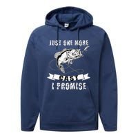 Fishing Funny Angler Retro Just One More Cast Performance Fleece Hoodie