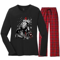 Fallen Fireman American Flag Thin Red Line Firefighter Women's Long Sleeve Flannel Pajama Set 