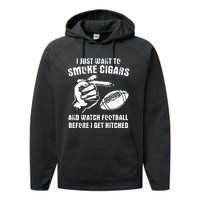 Funny Football And Cigars Bachelor Party Cigar Smoker Design Performance Fleece Hoodie