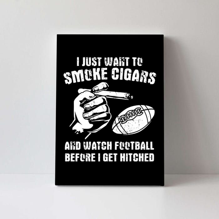 Funny Football And Cigars Bachelor Party Cigar Smoker Design Canvas