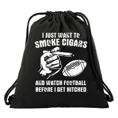 Funny Football And Cigars Bachelor Party Cigar Smoker Design Drawstring Bag