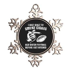 Funny Football And Cigars Bachelor Party Cigar Smoker Design Metallic Star Ornament