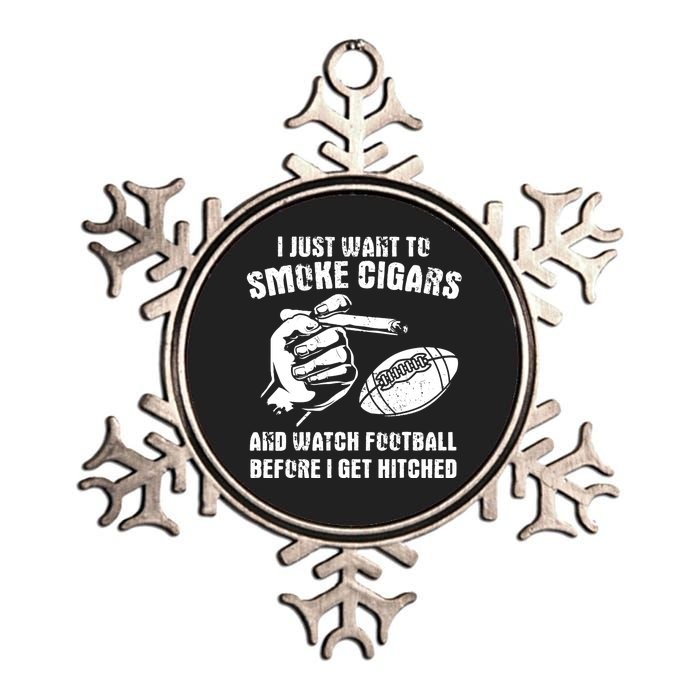 Funny Football And Cigars Bachelor Party Cigar Smoker Design Metallic Star Ornament