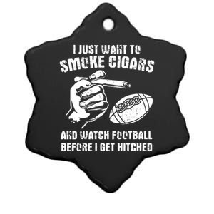 Funny Football And Cigars Bachelor Party Cigar Smoker Design Ceramic Star Ornament