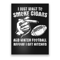 Funny Football And Cigars Bachelor Party Cigar Smoker Design Poster