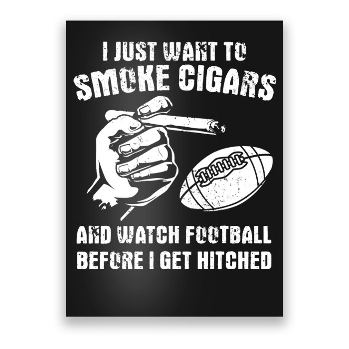 Funny Football And Cigars Bachelor Party Cigar Smoker Design Poster