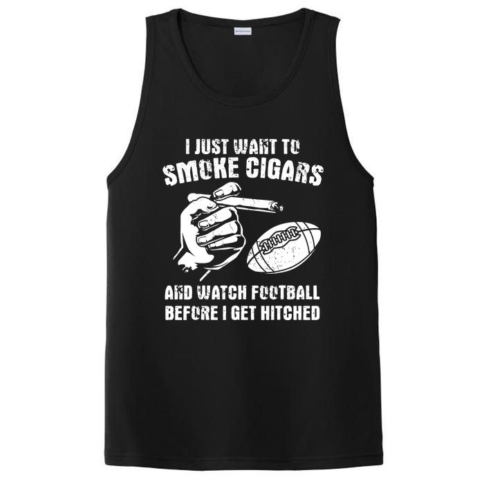 Funny Football And Cigars Bachelor Party Cigar Smoker Design PosiCharge Competitor Tank