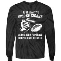 Funny Football And Cigars Bachelor Party Cigar Smoker Design Tie-Dye Long Sleeve Shirt