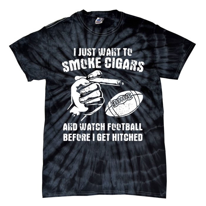 Funny Football And Cigars Bachelor Party Cigar Smoker Design Tie-Dye T-Shirt