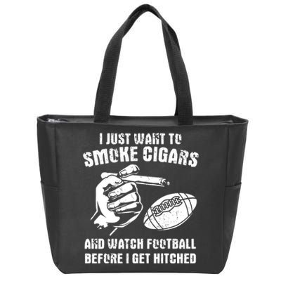 Funny Football And Cigars Bachelor Party Cigar Smoker Design Zip Tote Bag