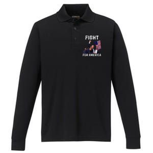 Fight For America Trump 2024 Assassination Attempt Performance Long Sleeve Polo