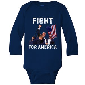 Fight For America Trump 2024 Assassination Attempt Baby Long Sleeve Bodysuit