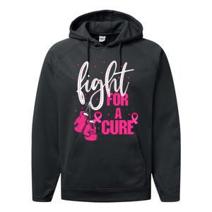 Fight For A Cure Pink Ribbon Breast Cancer Awareness Performance Fleece Hoodie