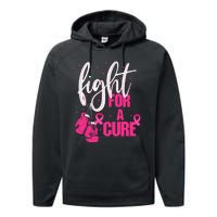 Fight For A Cure Pink Ribbon Breast Cancer Awareness Performance Fleece Hoodie