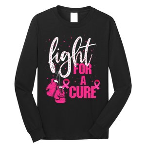 Fight For A Cure Pink Ribbon Breast Cancer Awareness Long Sleeve Shirt