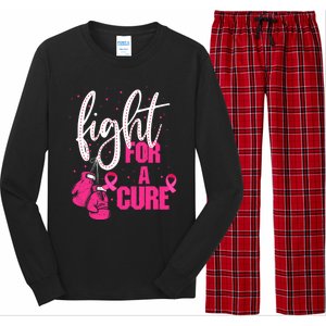 Fight For A Cure Pink Ribbon Breast Cancer Awareness Long Sleeve Pajama Set