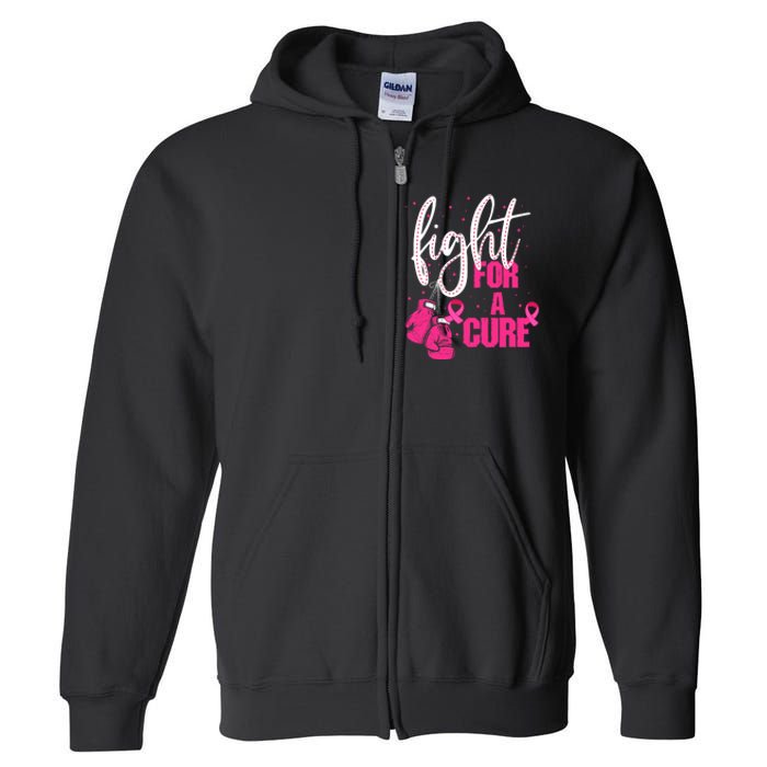 Fight For A Cure Pink Ribbon Breast Cancer Awareness Full Zip Hoodie