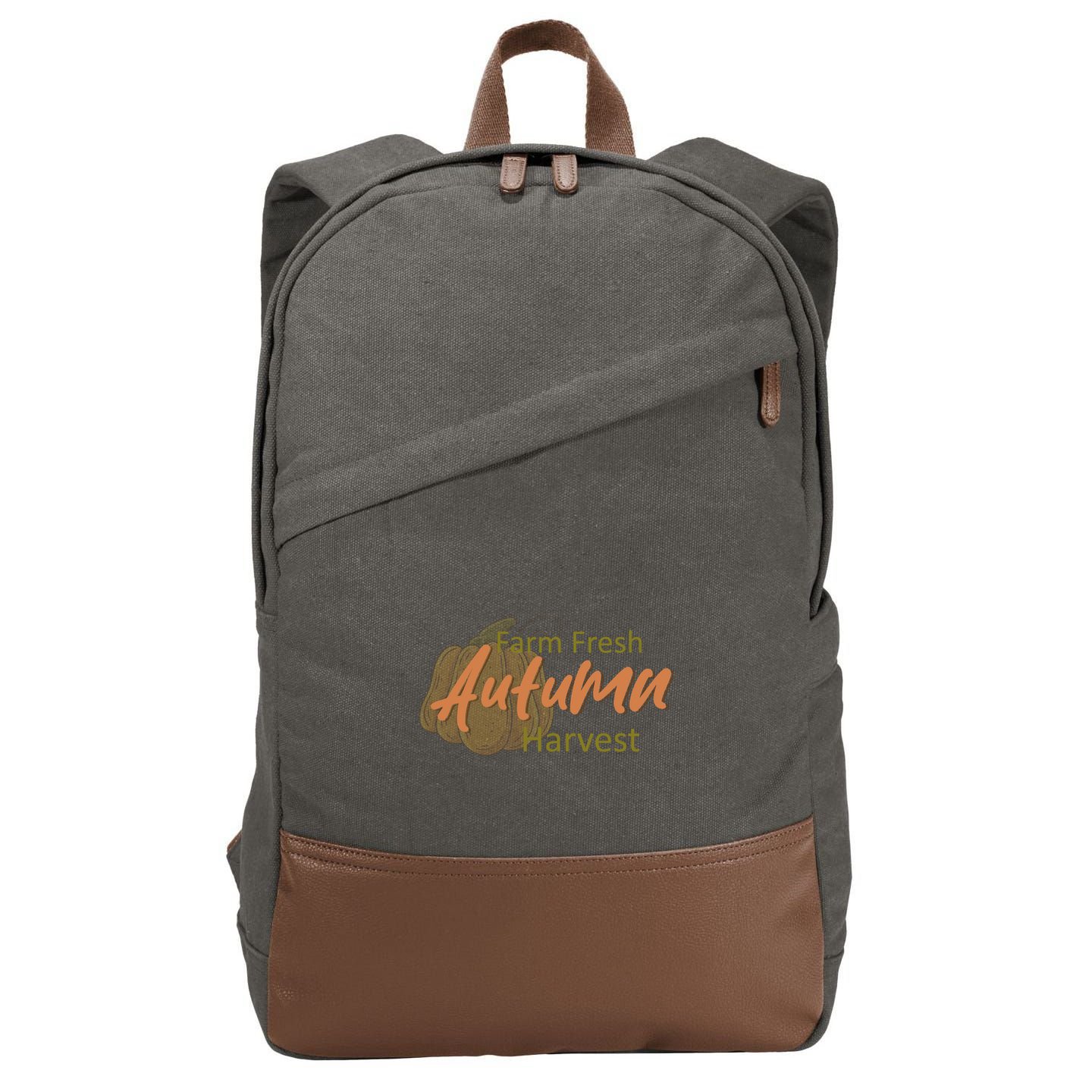 Farm Fresh Autumn Harvest Theme Cotton Canvas Backpack