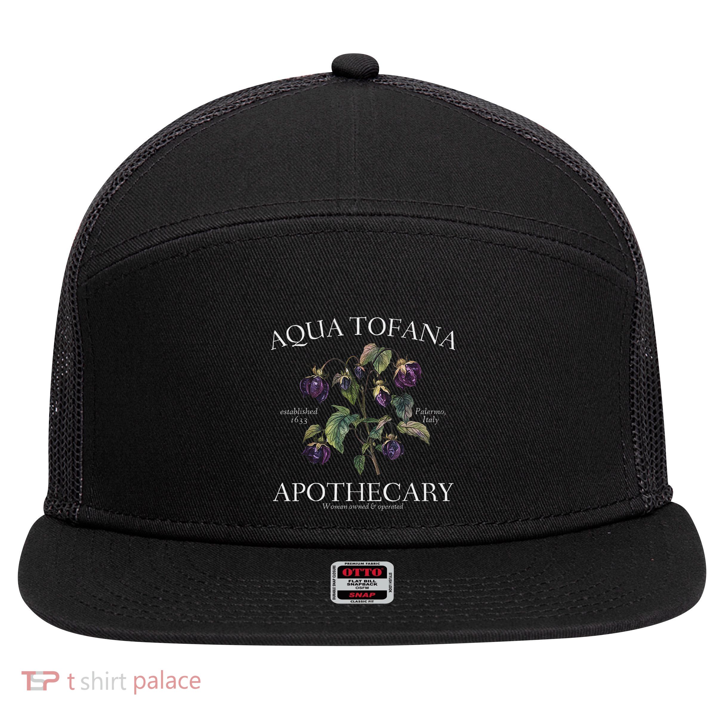 Funny Feminist Aqua Tofana Apothecary Vintage Design 7 Panel Mesh Trucker Snapback Hat