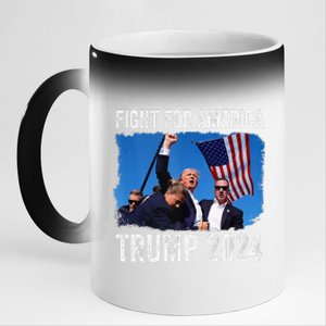 Fight For America Donald Trump 2024 Fight Fist Pump Pa Rally 11oz Black Color Changing Mug