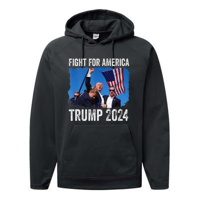 Fight For America Donald Trump 2024 Fight Fist Pump Pa Rally Performance Fleece Hoodie