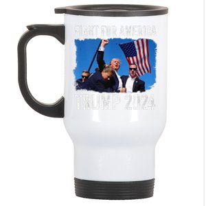 Fight For America Donald Trump 2024 Fight Fist Pump Pa Rally Stainless Steel Travel Mug