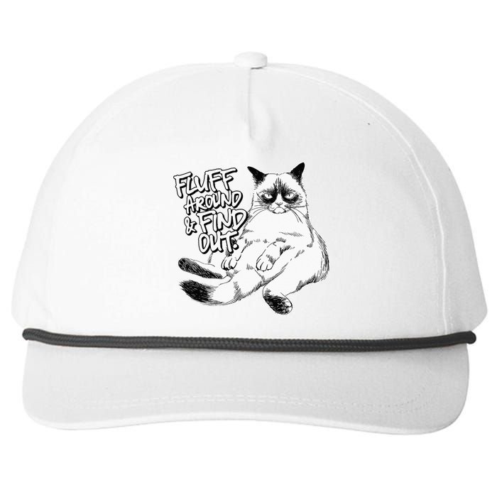 Funny Fluff Around and Find Out Grumpy Kitty Sarcastic Cat Snapback Five-Panel Rope Hat