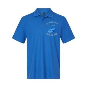 Funny First Airplane Ride Gift Pilot Flyer Gift Softstyle Adult Sport Polo