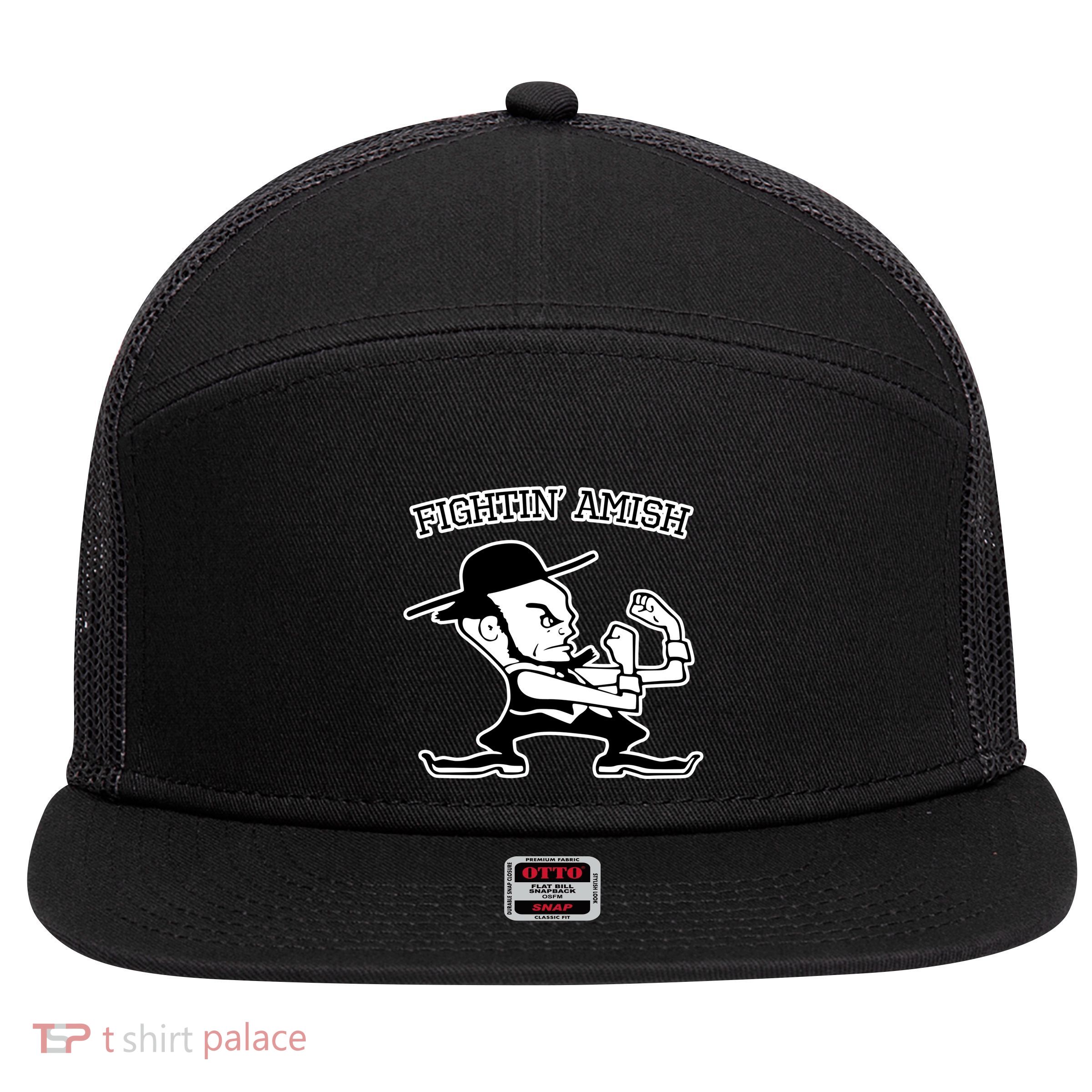 Funny Fighting Amish 7 Panel Mesh Trucker Snapback Hat
