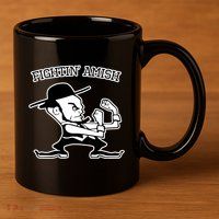 Funny Fighting Amish 11oz C Handle Ceramic Mug