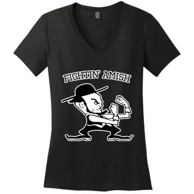 Funny Fighting Amish Women's V-Neck T-Shirt