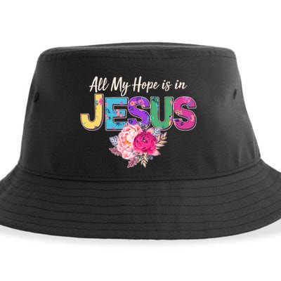 Floral Flower All My Hope Is In Jesus Sustainable Bucket Hat