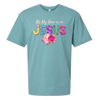 Floral Flower All My Hope Is In Jesus Sueded Cloud Jersey T-Shirt