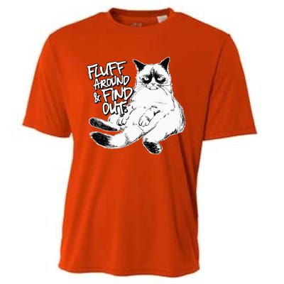 Funny Fluff Around and Find Out Grumpy Kitty Sarcastic Cat Cooling Performance Crew T-Shirt